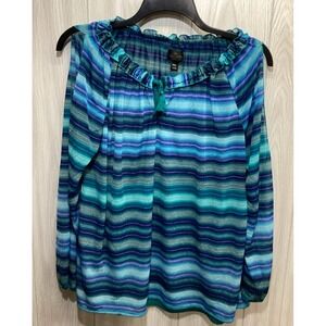 WORTHINGTON Women's (Size PXL) Long Sleeve‎ Cold Shoulder Ruffle Neck Shirt